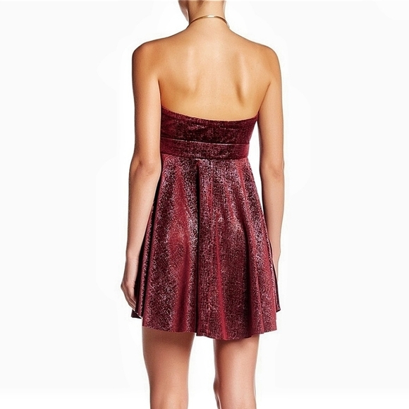 🌸 Free People | Velvet Red Strap‎ Flare dress L - Picture 2 of 10